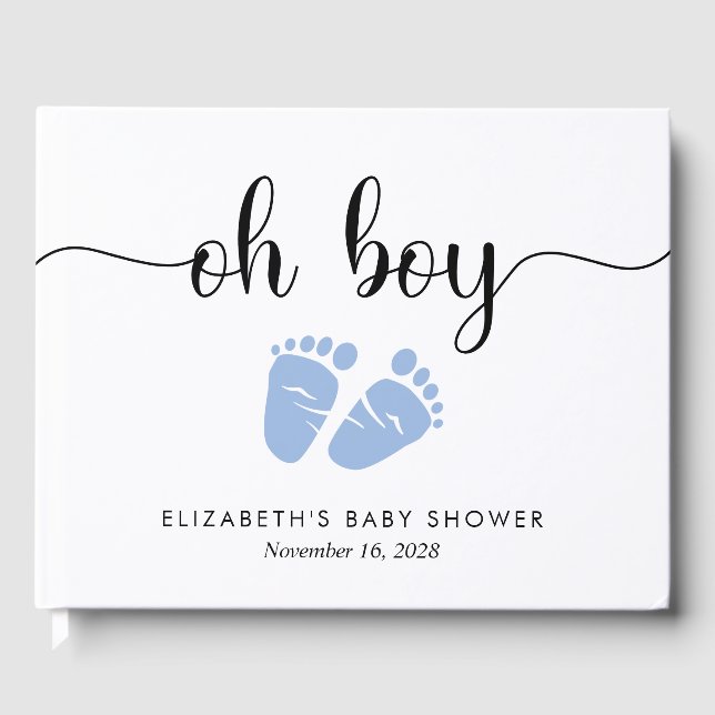 Libro De Visitas Baby Boy Shower Blue Pies (Anverso)