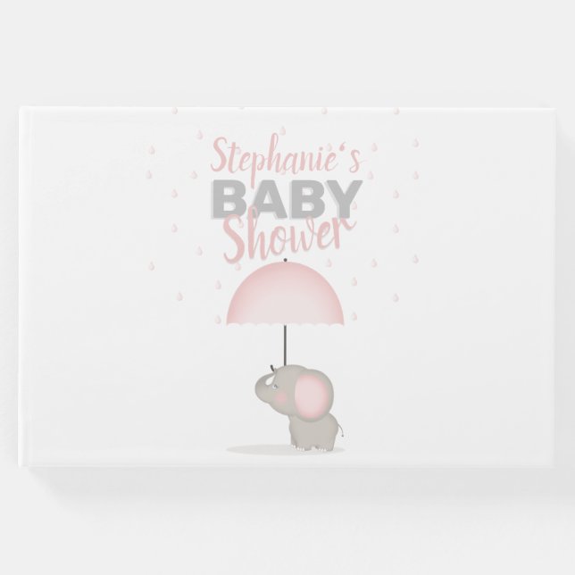 Libro De Visitas Baby Elephant Pink Baby Shower (Anverso)