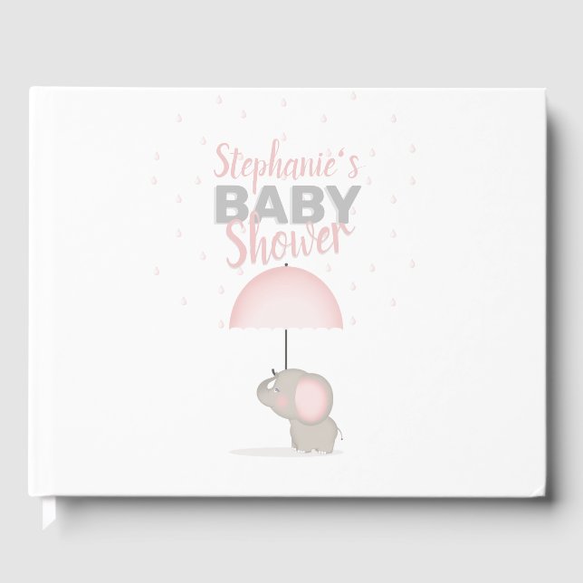 Libro De Visitas Baby Elephant Pink Baby Shower (Anverso)