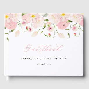 Libro De Visitas Baby en Flor Rosa Fiesta de Bebé
