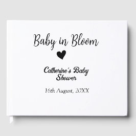 Libro De Visitas Baby in bloom baby shower simple black heart date