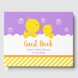 Libro De Visitas Baby Shower amarillo y morado dudoso de goma