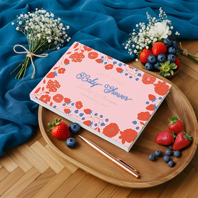 Libro De Visitas Baby Shower Berry Sweet Strawberry & Blooms (Berry Sweet Strawberry & Blooms Baby Shower Foil Guest Book)
