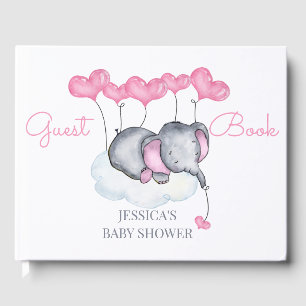 Libro De Visitas Baby Shower blanco y rosa chica