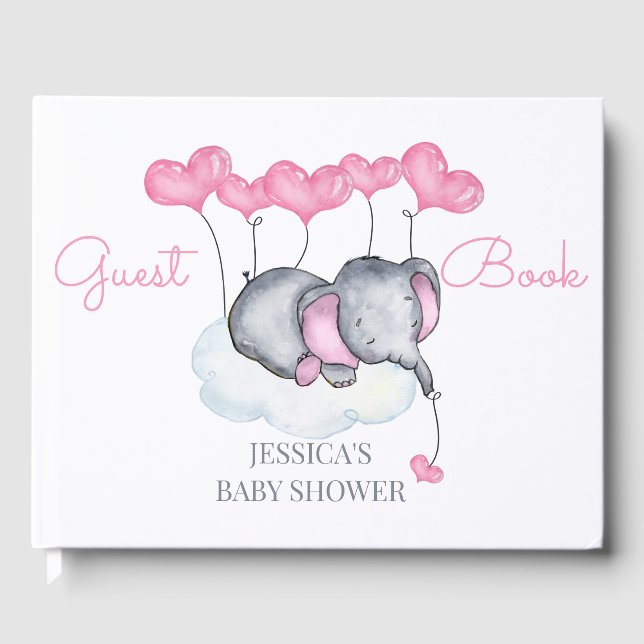 Libro De Visitas Baby Shower blanco y rosa chica (Anverso)