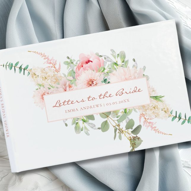Libro De Visitas Baby Shower Botánico de Primavera (Personalized, modern, elegant, watercolor, floral "Letters to the Bride" Bridal Shower Guest Book.)