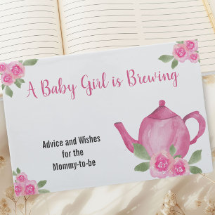 Libro De Visitas Baby Shower, Chica de la Tetera Rosa y Consejos