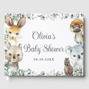 Libro De Visitas Baby Shower de Animales Australianos y Verdor Neut