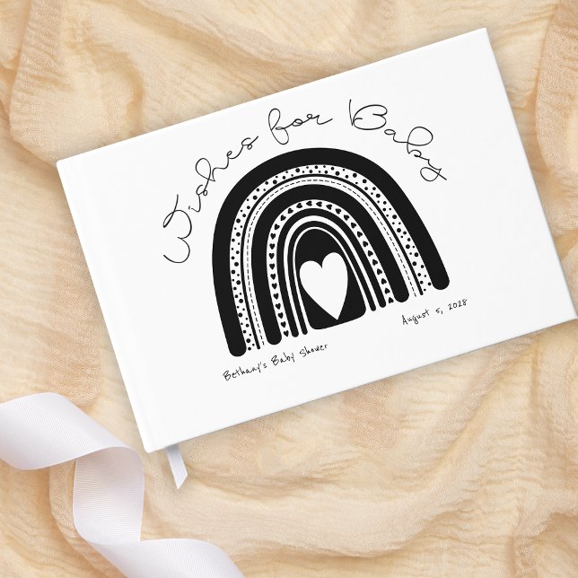 Libro De Visitas Baby Shower de arcoiris blanco negro simple y mode (Subido por el creador)