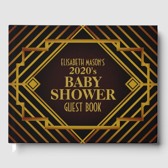 Libro De Visitas Baby Shower de Gatsby Gold 2020 (Anverso)