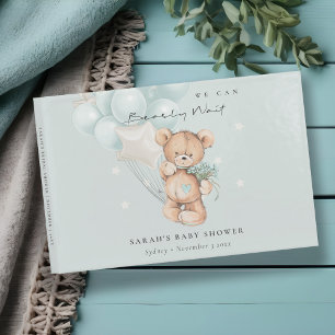 Libro De Visitas Baby Shower de globo Bear Bear de espera azul lind