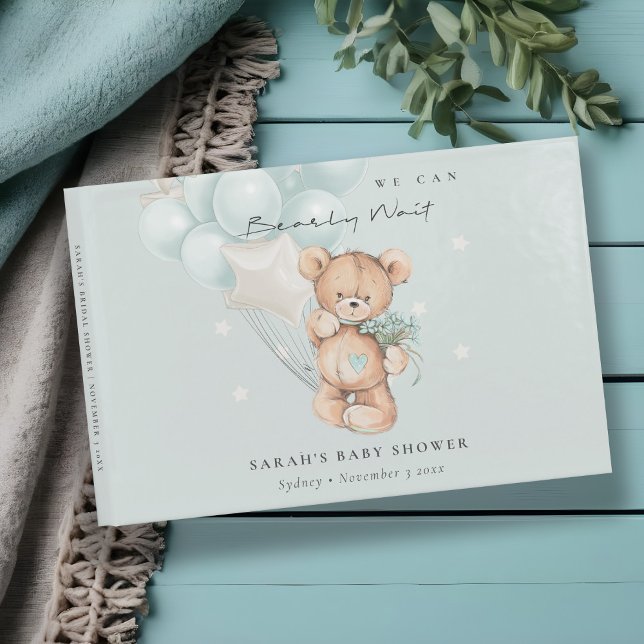 Libro De Visitas Baby Shower de globo Bear Bear de espera azul lind (Subido por el creador)