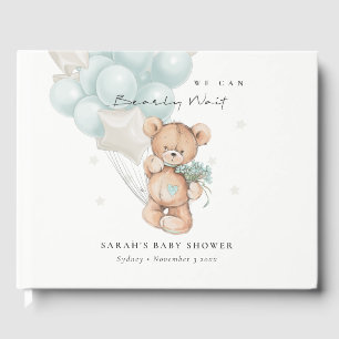 Libro De Visitas Baby Shower de globo Bear Bear de espera azul lind