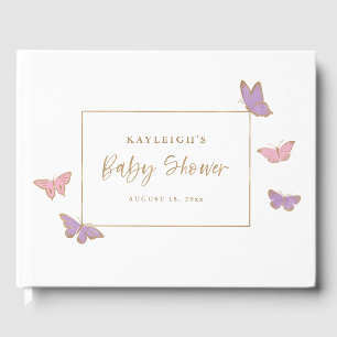Libro De Visitas Baby Shower de las mariposas Pastel que fluyen las