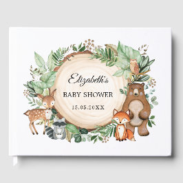 Libro De Visitas Baby Shower de moda Greenery Woodland Animals