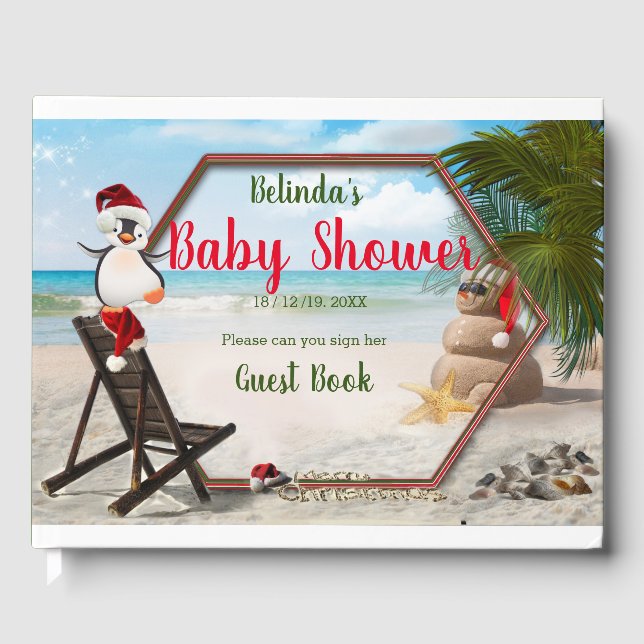 Libro De Visitas Baby Shower de Navidades de verano (Anverso)