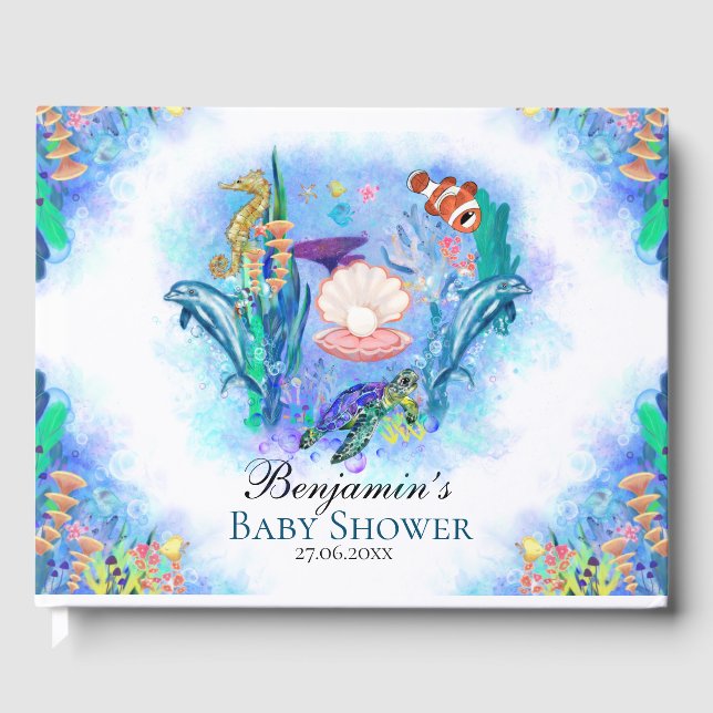 Libro De Visitas Baby Shower de Ocean Sea Animals (Anverso)