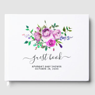 Libro De Visitas Baby Shower de primavera floral de acuarela