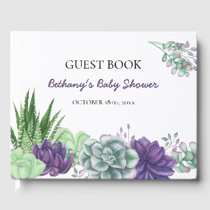 Libro De Visitas Baby Shower de suculentos de color de agua