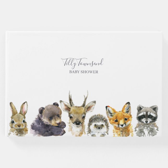 Libro De Visitas Baby Shower de Woodland Animals (Anverso)