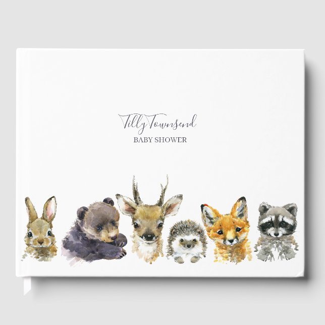 Libro De Visitas Baby Shower de Woodland Animals (Anverso)