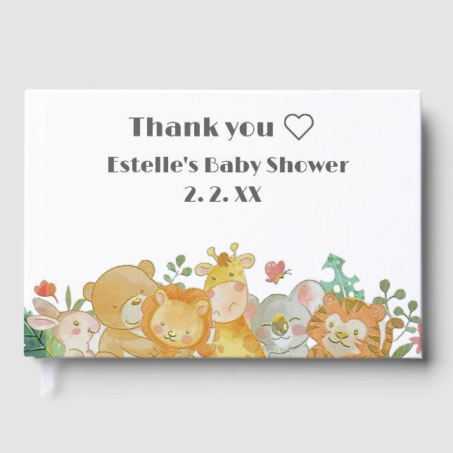 Libro De Visitas Baby Shower de Woodland Animals (Anverso)