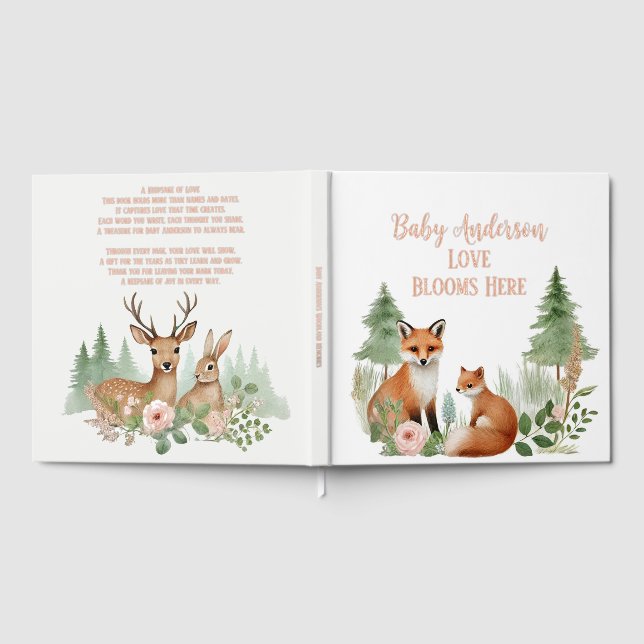 Libro De Visitas Baby Shower de Woodland Animals (Lleno)