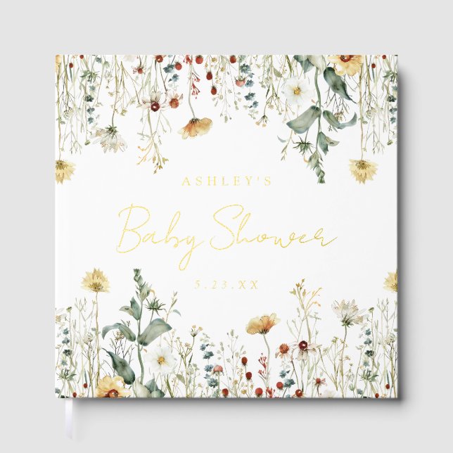 Libro De Visitas Baby Shower del estadio Summer Wildflower (Anverso)
