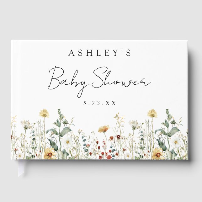 Libro De Visitas Baby Shower del estadio Summer Wildflower (Anverso)