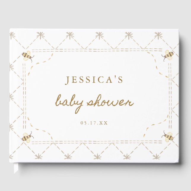 Libro De Visitas Baby Shower del tema de Honey Bee (Anverso)