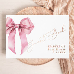 Libro De Visitas Baby Shower elegante Bow rosa