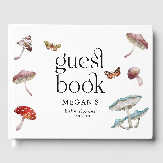 Libro De Visitas Baby Shower encantado con hongos rusos (Anverso)