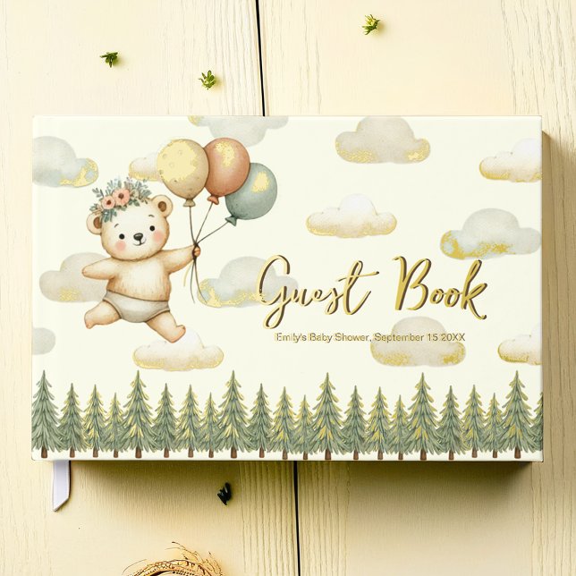 Libro De Visitas Baby Shower Floating Bear Adventures (Floating Bear Adventures Baby Shower Foil Guest Book)