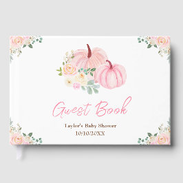 Libro De Visitas Baby Shower floral de calabazas rosadas