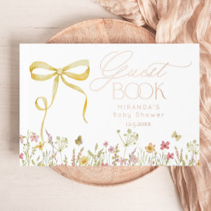 Libro De Visitas Baby Shower floral de la mariposa de flores silves