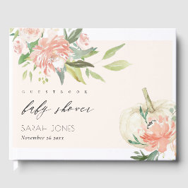 Libro De Visitas Baby Shower floral de Rubor de calabaza blanca sua