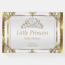 Libro De Visitas Baby Shower Gold White Pearl Princess