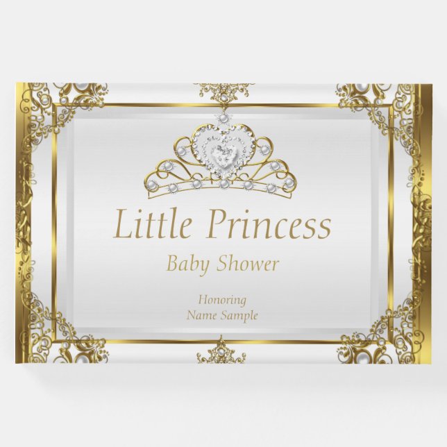 Libro De Visitas Baby Shower Gold White Pearl Princess (Anverso)