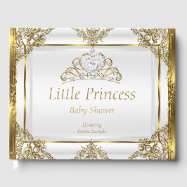 Libro De Visitas Baby Shower Gold White Pearl Princess