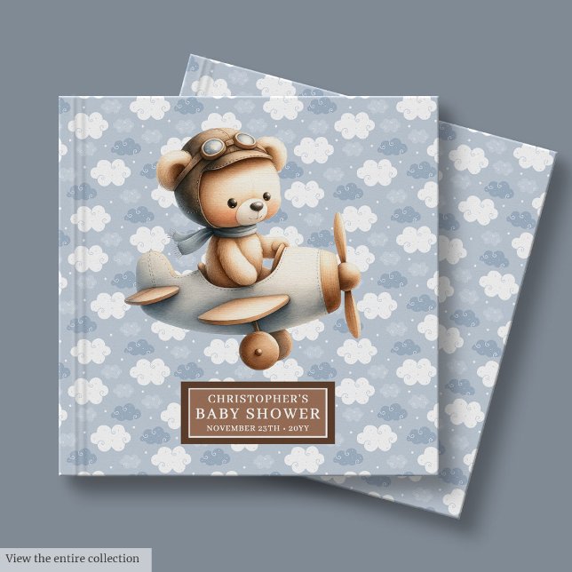 Libro De Visitas Baby Shower Guest Book Boy Teddy Bear Pilot Blue (Baby Shower Guest Book Boy Teddy Bear Pilot Blue)