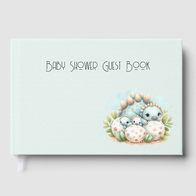 Libro De Visitas Baby Shower Guest Book Dinosaur Dino Mite Keepsake (Anverso)
