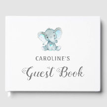 Baby Shower Guest Book, Elefante Azul