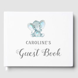 Libro De Visitas Baby Shower Guest Book, Elefante Azul