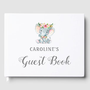 Libro De Visitas Baby Shower Guest Book, elefante floral