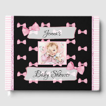 Baby Shower Guest Book personalizado Pink Black