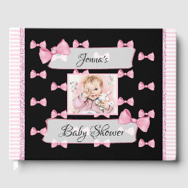 Libro De Visitas Baby Shower Guest Book personalizado Pink Black