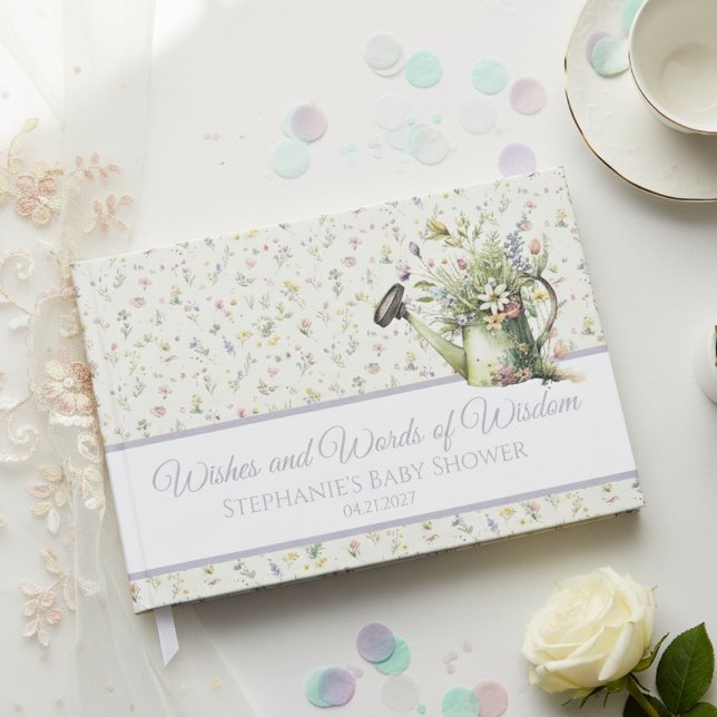 Libro De Visitas Baby Shower Guest Book - Rustic Floral Wishes (Baby shower guest book)