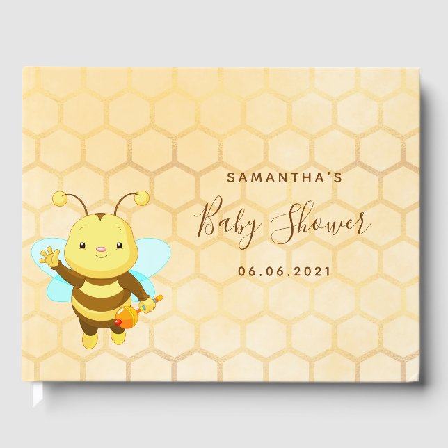 Libro De Visitas Baby Shower lindo bumble bebe honeycomb (Anverso)