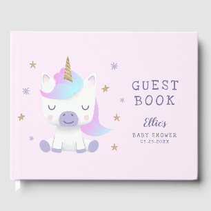 Libro De Visitas Baby Shower mágico de oro rosa unicornio