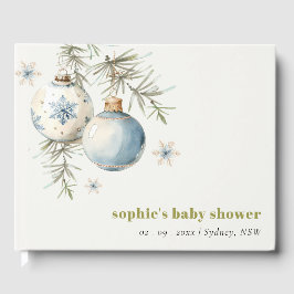 Libro De Visitas Baby Shower Minimal Blue Winter Chirstmas Boy